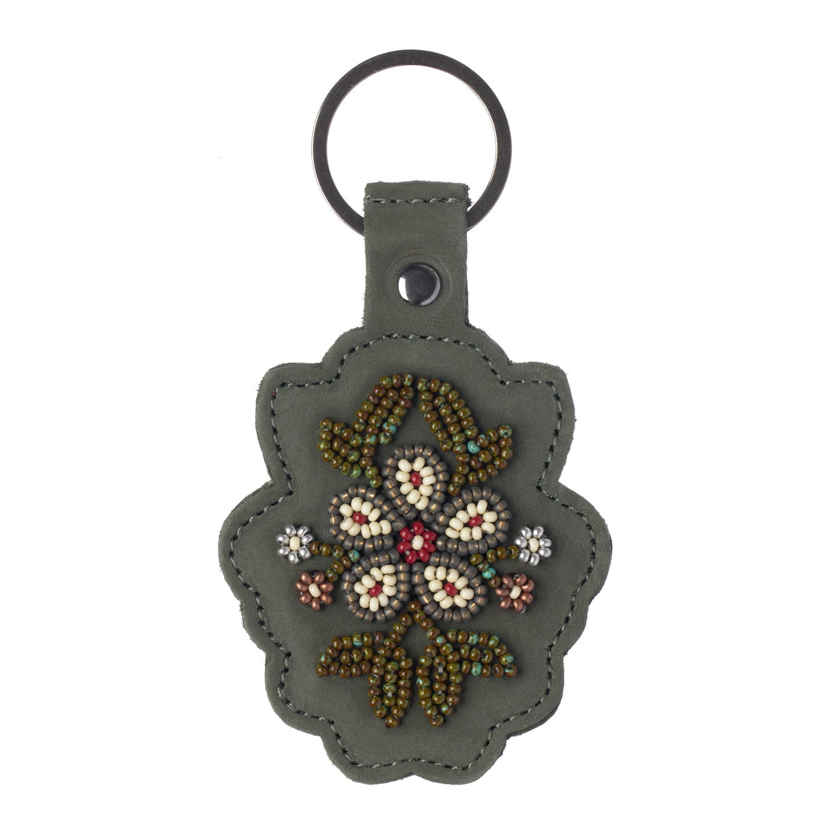 Red - Beaded Fabart Flower Keychain 40