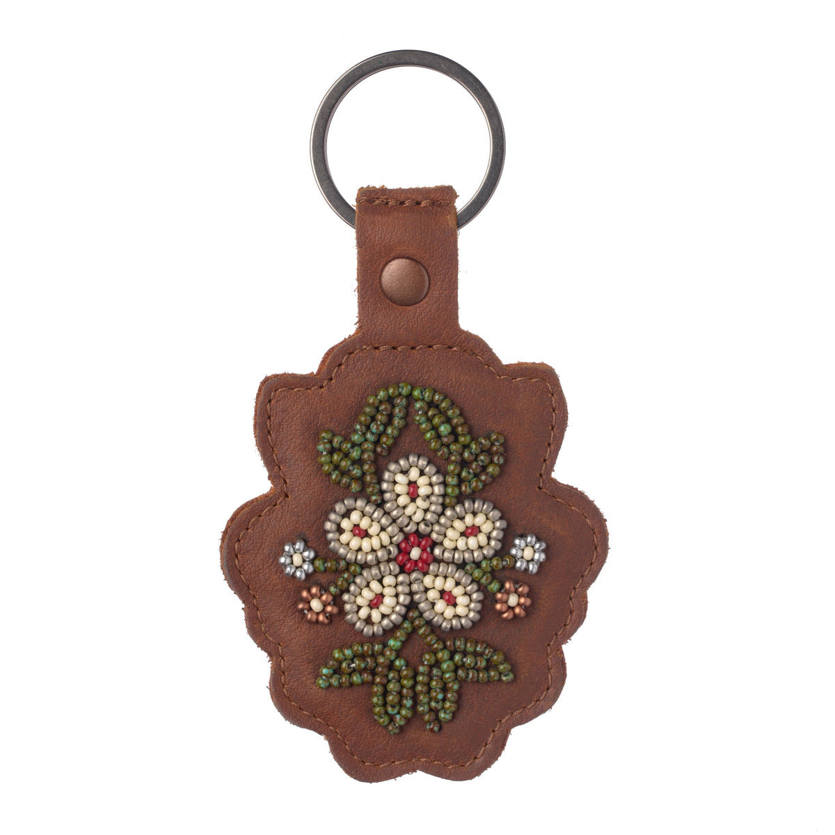 Red - Beaded Fabart Flower Keychain 42