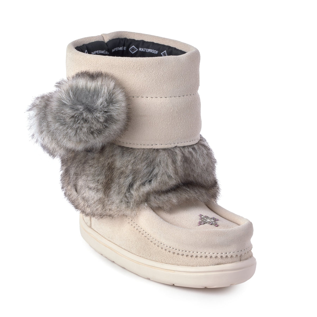 Women's Winter Ankle Boots - Low Heel, Faux Fox Fur Tassel, Warm Snow Boots (Green, Size 8.5)
