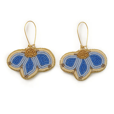 Abigail Clarke Blue & Gold Floral Earrings
