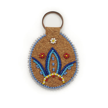 Crystal Behn Beaded Blue Flower Keychain