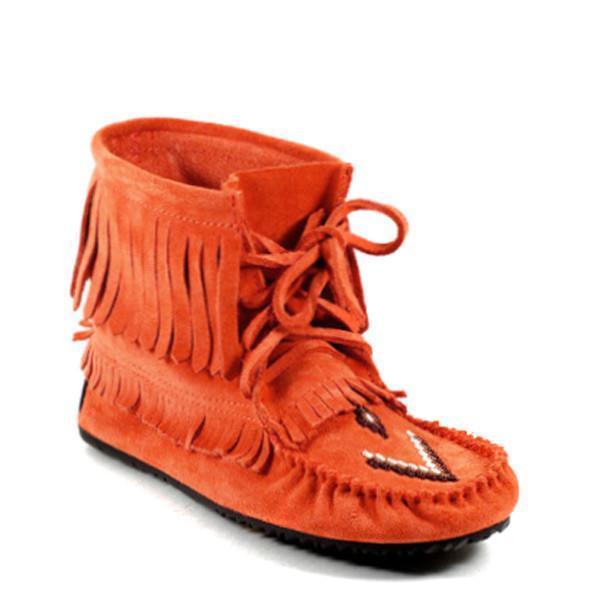 Harvester Suede Unlined Fringe Moccasin Boots Manitobah USA